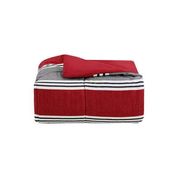 Sunham Aiden 8 Piece Comforter Set King Striped Blue MSRP $100 - Picture 2 of 7